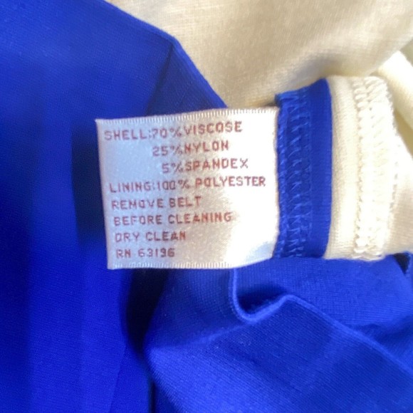 Suzi Chin Bodycon Sheath Dress Size 8 Blue White Color Block Pockets Maggy - Picture 6 of 6